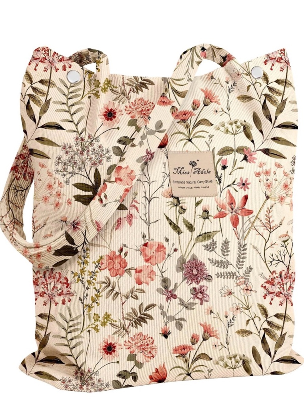 Floral Corduroy Tote Bag Miss Adola NWT